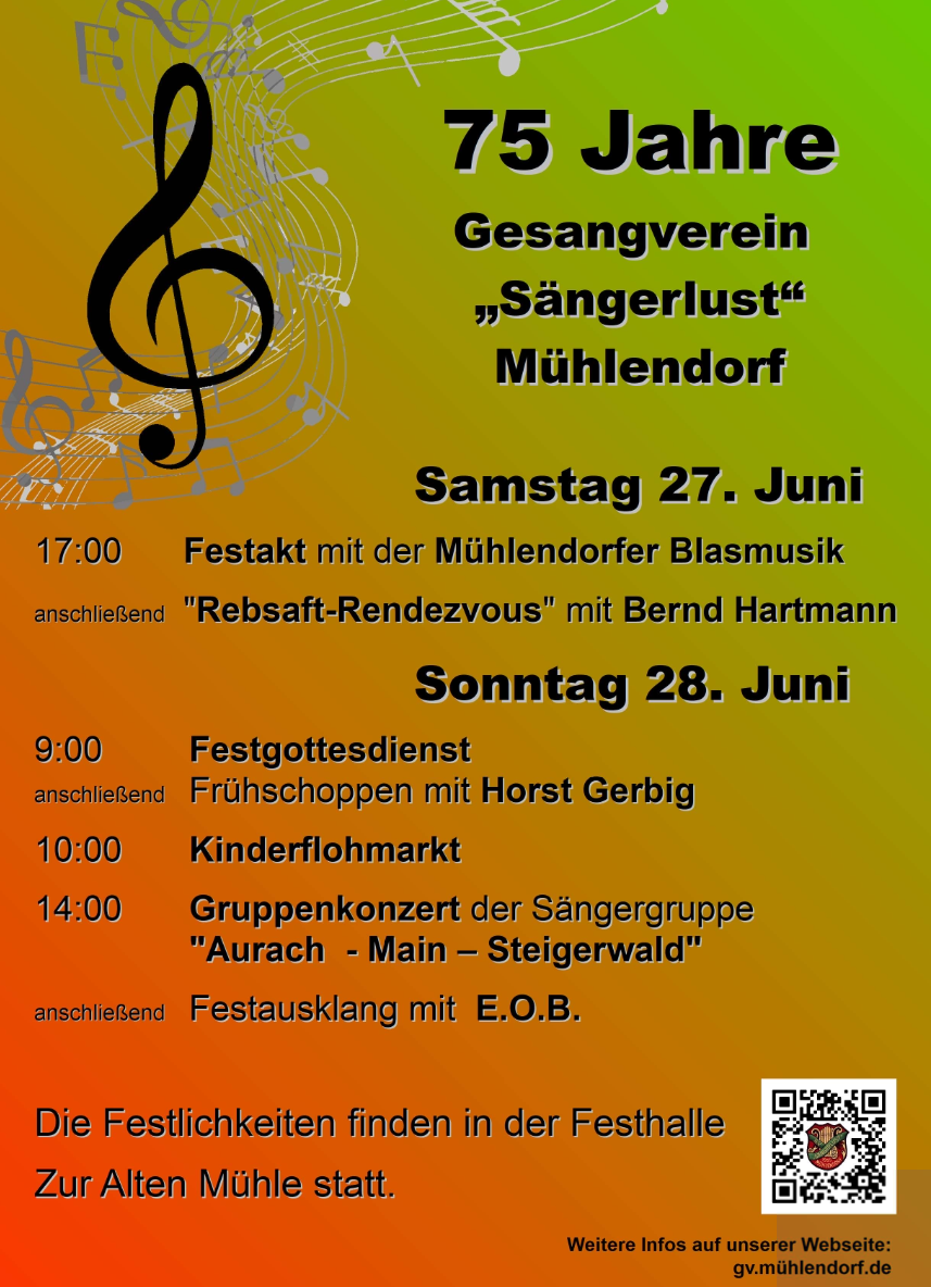 Mehr über den Artikel erfahren 75 Jahre Gesangsverein „Sängerlust Mühlendorf“