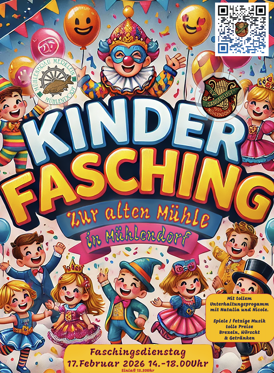 Mehr über den Artikel erfahren Kinderfasching 2026 in der alten Mühle